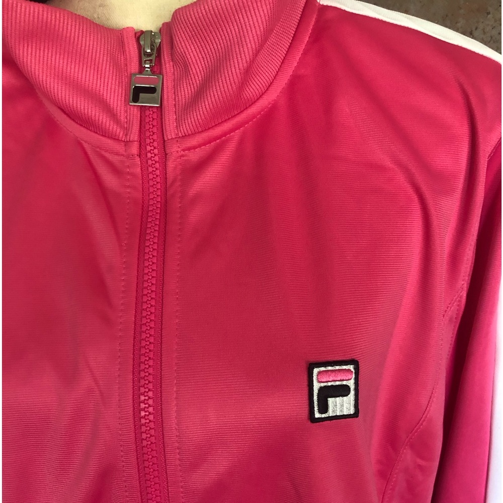 NWT FILA Track Jacket Pink w/White Side Arm Stripe Plus Size 1X Retro Streetware - Picture 2 of 9